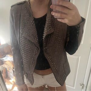 Nour Hammour edgy studded leather jacket